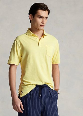 Sarı Erkek Ralph Lauren Klasik Kesim Pamuklu-Keten Polo Tişörtler