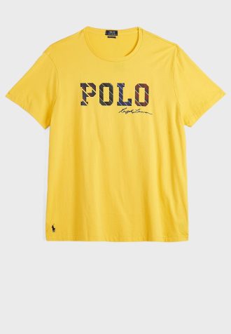 Sarı Erkek Ralph Lauren Logolu Yuvarlak Yaka Tişörtler