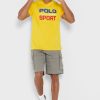 Sarı Erkek Ralph Lauren Logolu Yuvarlak Yaka Tişörtler