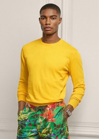 Sarı Erkek Ralph Lauren Pamuklu Yuvarlak Yaka Kazak