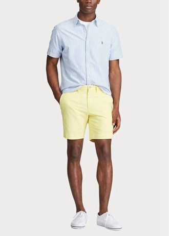 Sarı Erkek Ralph Lauren Stretch Düz Kesim Chino Şort