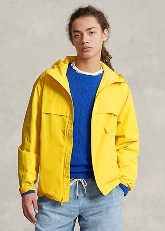 Sarı Erkek Ralph Lauren Su Geçirmez Kapüşonlu Ceketler