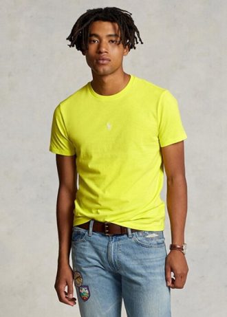 Sarı Erkek Ralph Lauren Özel Slim Fit Yuvarlak Yaka Tişörtler