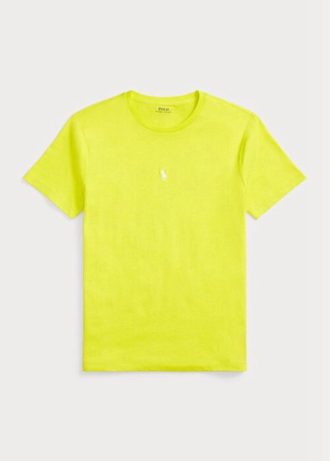 Sarı Erkek Ralph Lauren Özel Slim Fit Yuvarlak Yaka Tişörtler