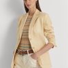 Sarı Kadın Ralph Lauren Balıksırtı Keten Blazer