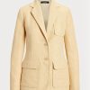 Sarı Kadın Ralph Lauren Balıksırtı Keten Blazer