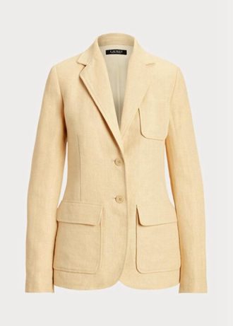 Sarı Kadın Ralph Lauren Balıksırtı Keten Blazer