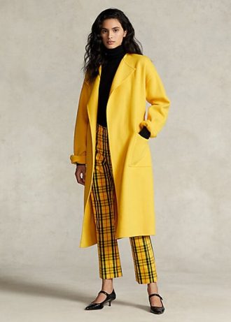 Sarı Kadın Ralph Lauren Çift Yüzlü Yün Karışımlı Sarma Montlar