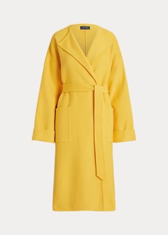 Sarı Kadın Ralph Lauren Çift Yüzlü Yün Karışımlı Sarma Montlar