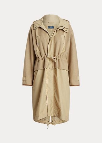 Sarı Kadın Ralph Lauren Kapşonlu Uzun Saha Ceketleri
