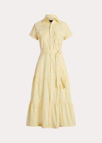 Sarı Kadın Ralph Lauren Kemerli Katmanlı Elbise