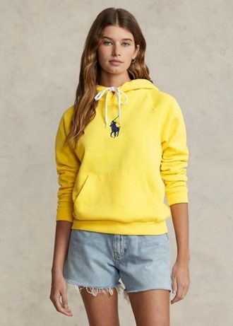 Sarı Kadın Ralph Lauren Shrunken Fit Big Pony Polar Kapüşonlu Üst