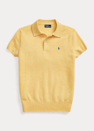 Sarı Kadın Ralph Lauren Slim Fit Kaşmir Polo Tişörtleri