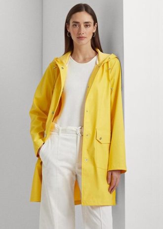 Sarı Kadın Ralph Lauren Su Geçirmez Kapüşonlu Yağmurluk Ceketleri