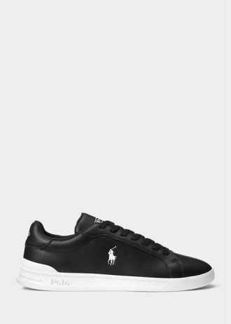 Siyah / Beyaz Erkek Ralph Lauren Heritage Court II Deri Spor Ayakkabı