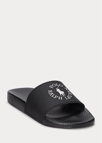 Siyah / Beyaz Erkek Ralph Lauren Logolu Terlik