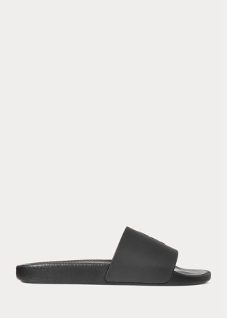 Siyah / Beyaz Erkek Ralph Lauren İmzalı Pony Terlikler