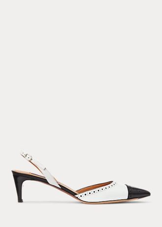 Siyah / Beyaz Kadın Ralph Lauren Garland Renk Bloklu Slingback Topuklu Ayakkabı