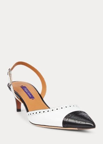 Siyah / Beyaz Kadın Ralph Lauren Garland Renk Bloklu Slingback Topuklu Ayakkabı
