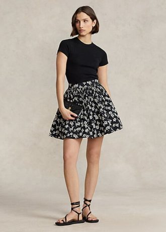 Siyah / Beyaz Kadın Ralph Lauren Çiçekli A Kesim Etekler