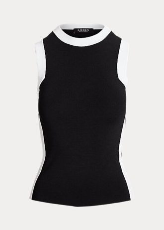 Siyah / Beyaz Kadın Ralph Lauren İki Tonlu Kolsuz Kazaklar