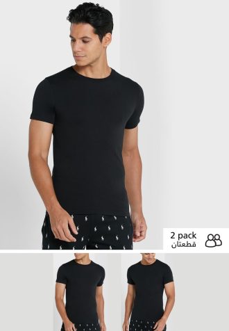 Siyah Erkek Ralph Lauren 2’li Paket Temel Yuvarlak Yaka Tişörtler