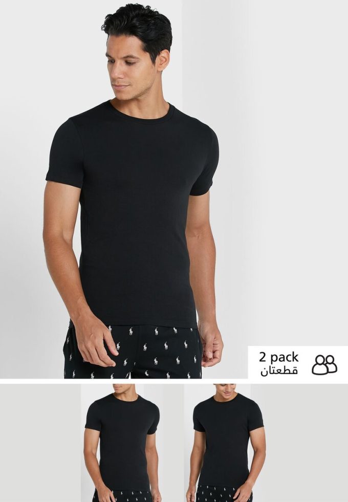 Siyah Erkek Ralph Lauren 2’li Paket Temel Yuvarlak Yaka Tişörtler Siyah Erkek Ralph Lauren 2’li Paket Temel Yuvarlak Yaka Tişörtler