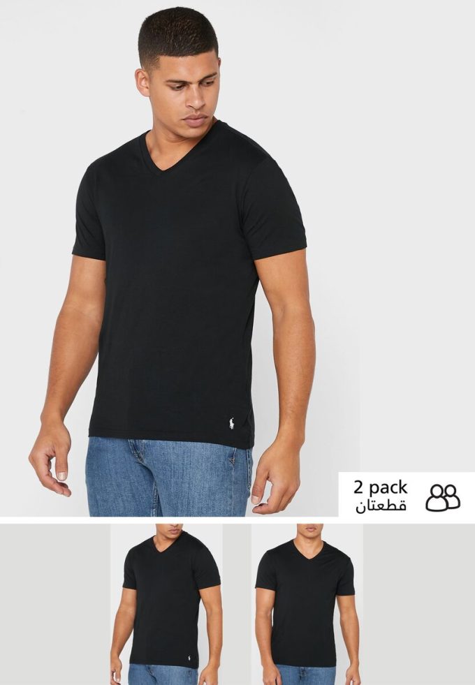 Siyah Erkek Ralph Lauren 2’li Temel V Yaka Tişörtler Siyah Erkek Ralph Lauren 2’li Temel V Yaka Tişörtler