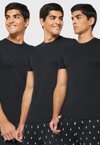 Siyah Erkek Ralph Lauren 3’lü Paket Çeşitli Yuvarlak Yaka Tişörtler