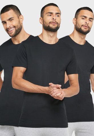 Siyah Erkek Ralph Lauren 3’lü Paket Çeşitli Yuvarlak Yaka Tişörtler