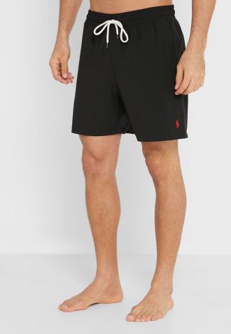 Siyah Erkek Ralph Lauren Bağcıklı Mayo Şortu