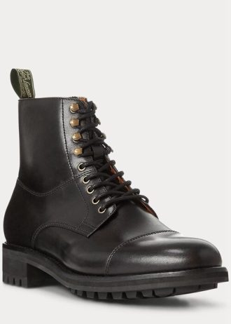 Siyah Erkek Ralph Lauren Bryson Kapalı Burun Deri Botlar Siyah Erkek Ralph Lauren Bryson Kapalı Burun Deri Botlar