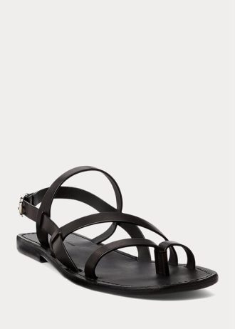Siyah Erkek Ralph Lauren Carlion Dana Derisi Sandaletler