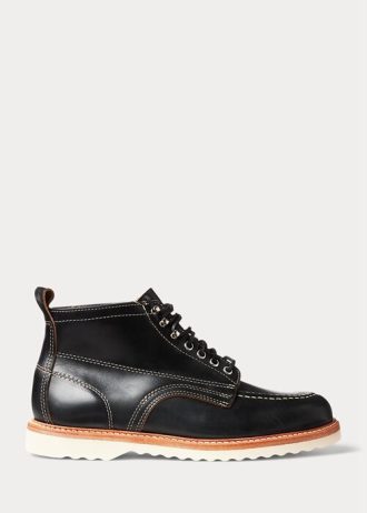 Siyah Erkek Ralph Lauren Deri Bağcıklı Botlar Siyah Erkek Ralph Lauren Deri Bağcıklı Botlar