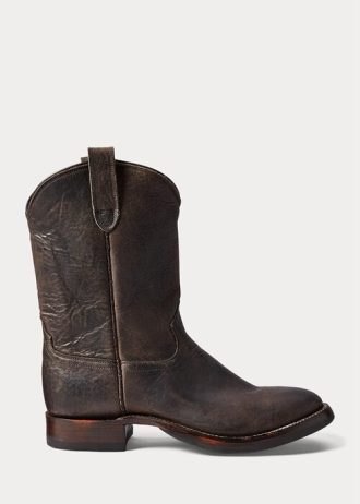 Siyah Erkek Ralph Lauren Deri Botlar