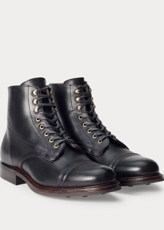 Siyah Erkek Ralph Lauren Deri Botlar