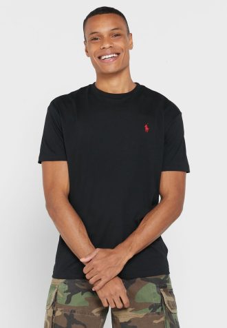 Siyah Erkek Ralph Lauren Essential Yuvarlak Yaka Tişörtler