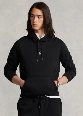 Siyah Erkek Ralph Lauren Çift Örgü Kapüşonlu Üst