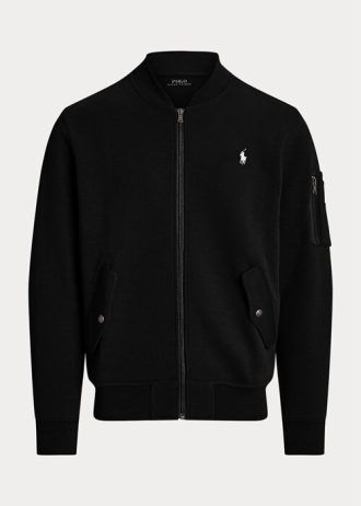 Siyah Erkek Ralph Lauren Çift Örgülü Bomber Ceketler