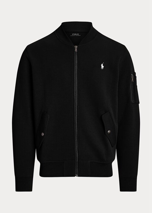 Siyah Erkek Ralph Lauren Çift Örgülü Bomber Ceketler Siyah Erkek Ralph Lauren Çift Örgülü Bomber Ceketler