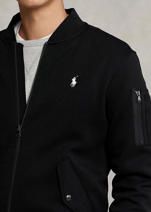 Siyah Erkek Ralph Lauren Çift Örgülü Bomber Ceketler Siyah Erkek Ralph Lauren Çift Örgülü Bomber Ceketler