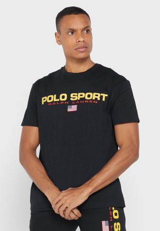 Siyah Erkek Ralph Lauren Logolu Yuvarlak Yaka Tişörtler
