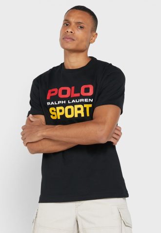 Siyah Erkek Ralph Lauren Logolu Yuvarlak Yaka Tişörtler
