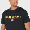 Siyah Erkek Ralph Lauren Logolu Yuvarlak Yaka Tişörtler