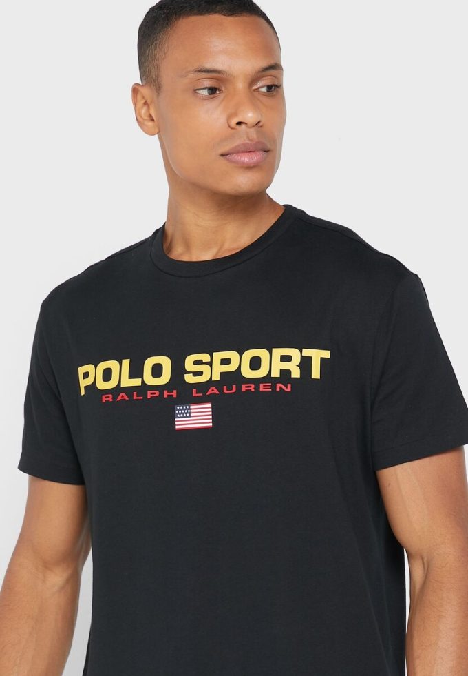 Siyah Erkek Ralph Lauren Logolu Yuvarlak Yaka Tişörtler