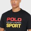 Siyah Erkek Ralph Lauren Logolu Yuvarlak Yaka Tişörtler