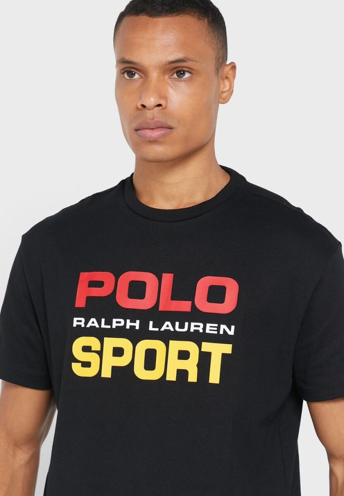 Siyah Erkek Ralph Lauren Logolu Yuvarlak Yaka Tişörtler