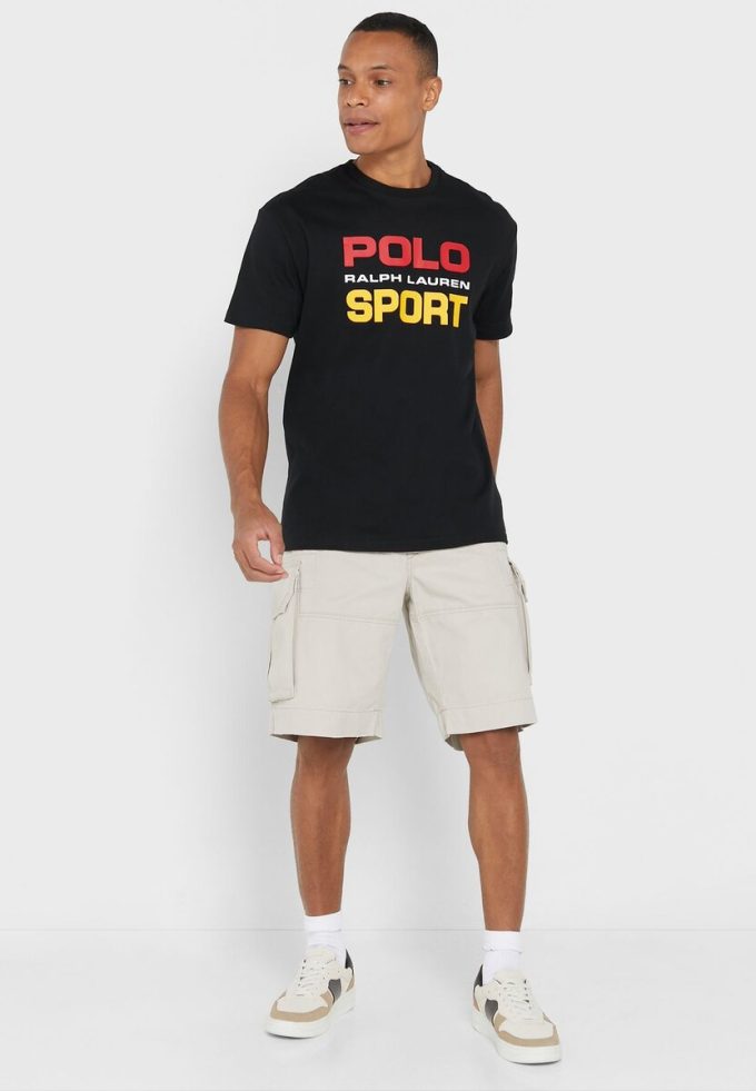 Siyah Erkek Ralph Lauren Logolu Yuvarlak Yaka Tişörtler