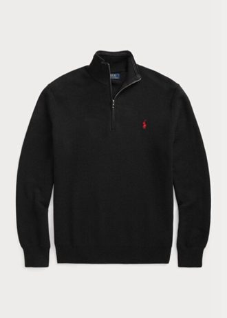 Siyah Erkek Ralph Lauren Örgülü Pamuklu Çeyrek Fermuarlı Kazak Siyah Erkek Ralph Lauren Örgülü Pamuklu Çeyrek Fermuarlı Kazak