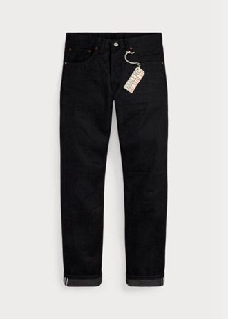 Siyah Erkek Ralph Lauren Slim Fit Siyah Üstü Siyah Kenarlı Kot Pantolon